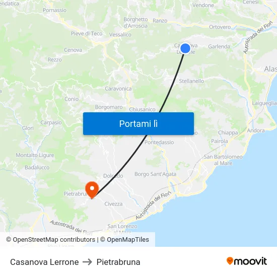 Casanova Lerrone to Pietrabruna map