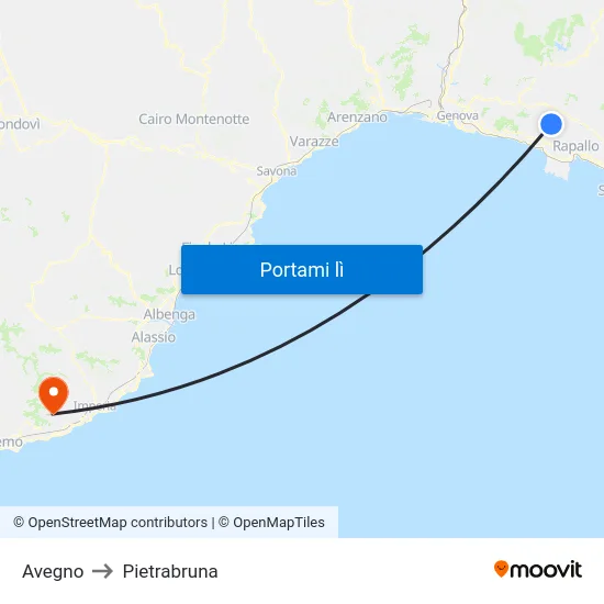 Avegno to Pietrabruna map