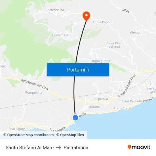 Santo Stefano Al Mare to Pietrabruna map