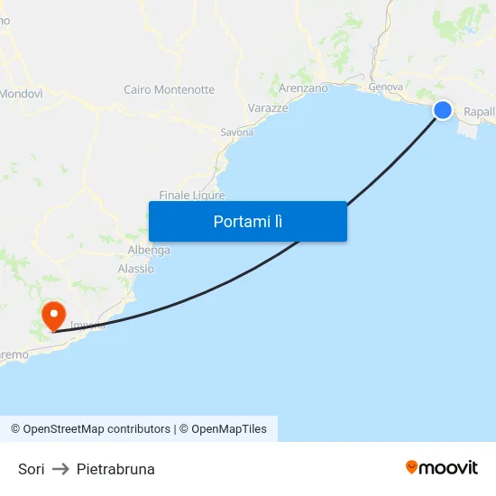 Sori to Pietrabruna map