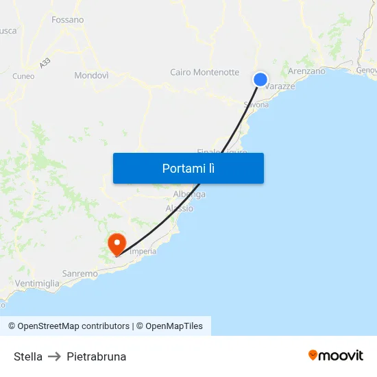 Stella to Pietrabruna map
