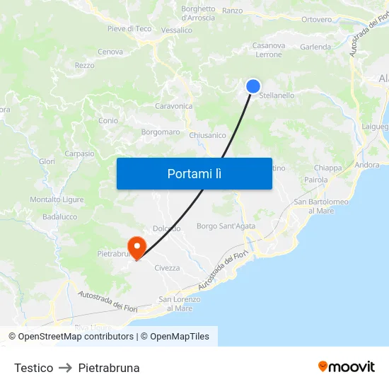Testico to Pietrabruna map