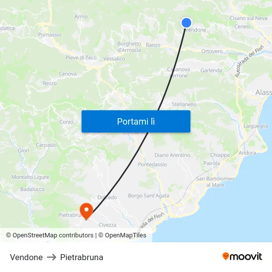 Vendone to Pietrabruna map