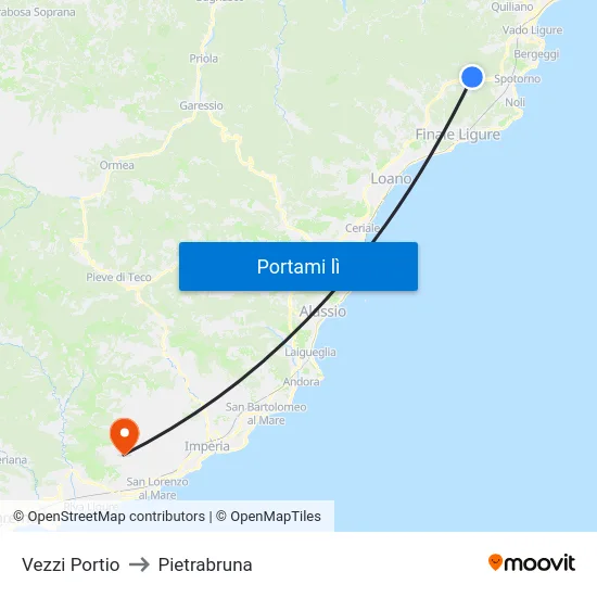 Vezzi Portio to Pietrabruna map