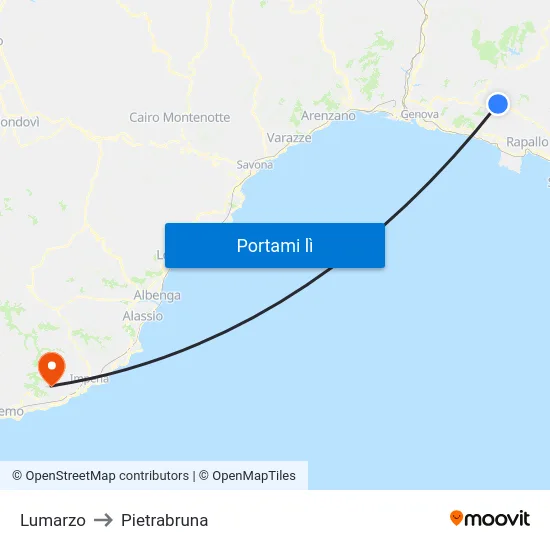 Lumarzo to Pietrabruna map