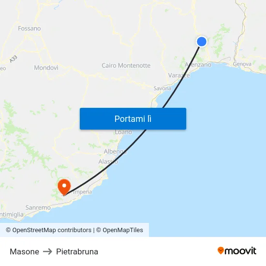 Masone to Pietrabruna map