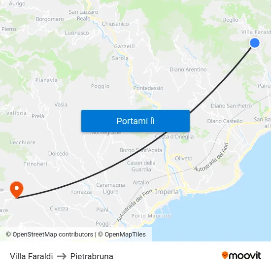 Villa Faraldi to Pietrabruna map