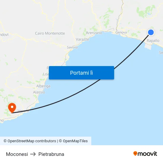 Moconesi to Pietrabruna map