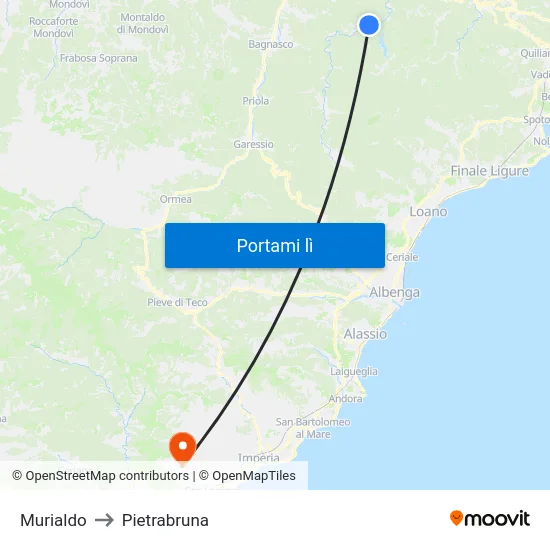 Murialdo to Pietrabruna map