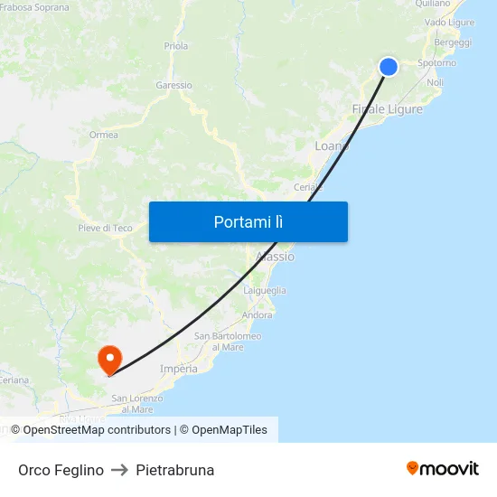 Orco Feglino to Pietrabruna map