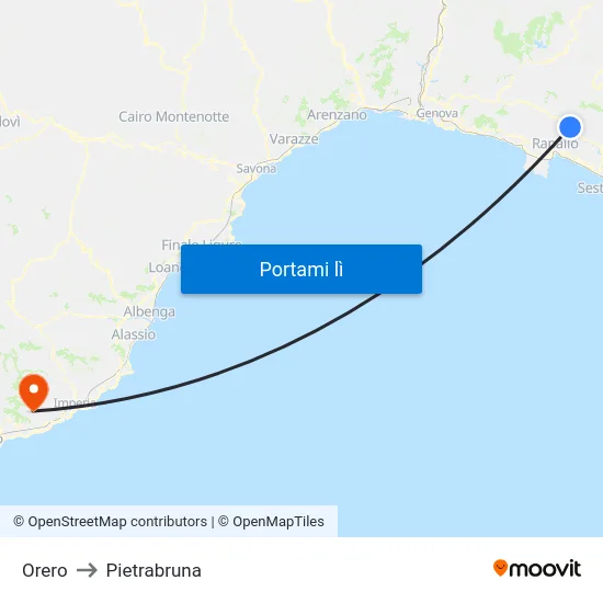 Orero to Pietrabruna map