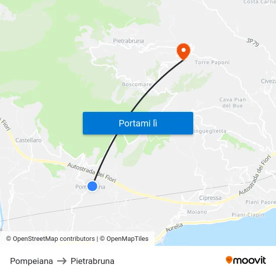 Pompeiana to Pietrabruna map