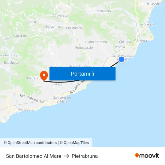 San Bartolomeo Al Mare to Pietrabruna map