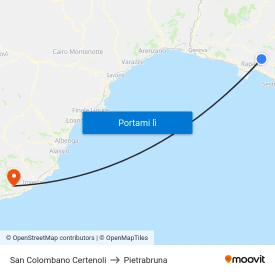 San Colombano Certenoli to Pietrabruna map