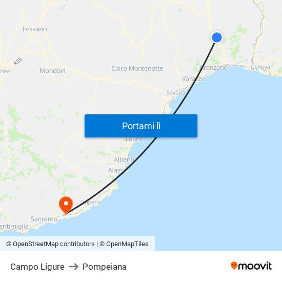 Campo Ligure to Pompeiana map