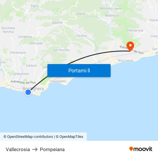 Vallecrosia to Pompeiana map