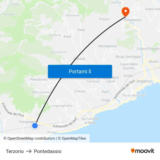 Terzorio to Pontedassio map