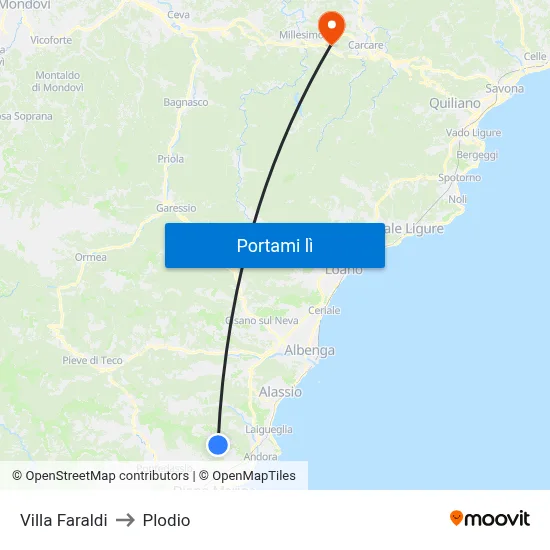 Villa Faraldi to Plodio map