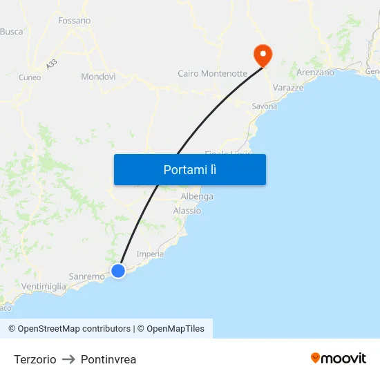 Terzorio to Pontinvrea map