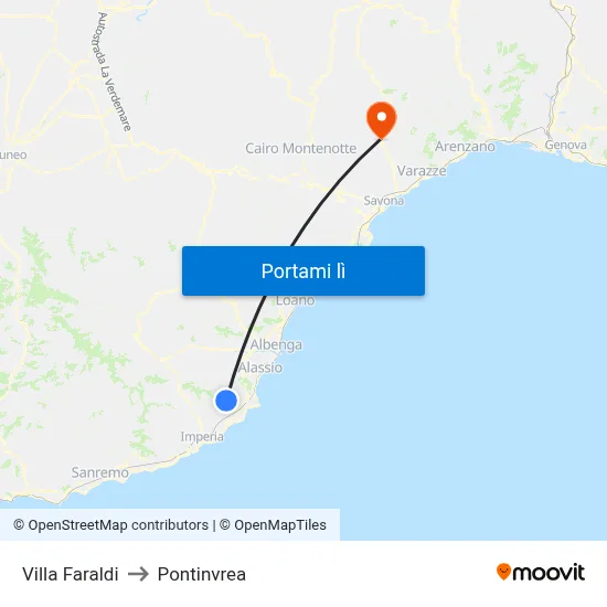 Villa Faraldi to Pontinvrea map