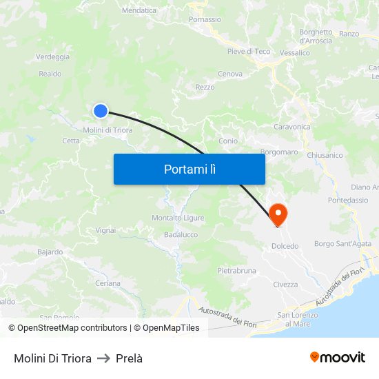 Molini Di Triora to Prelà map