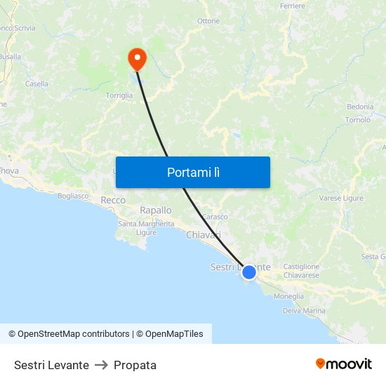 Sestri Levante to Propata map