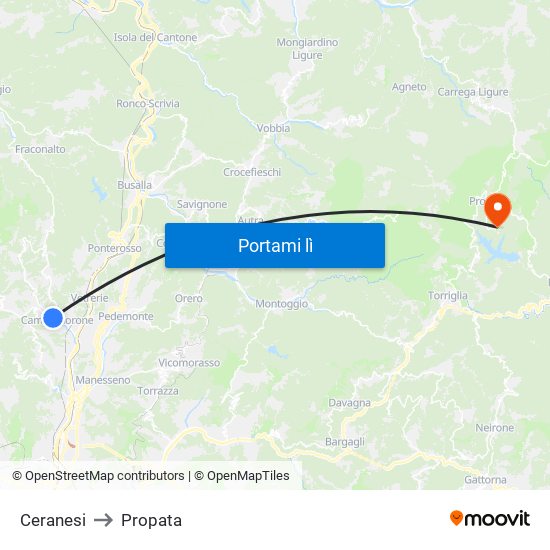 Ceranesi to Propata map