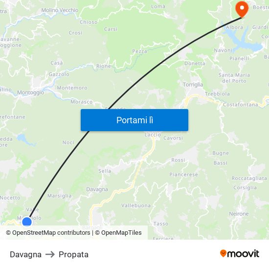 Davagna to Propata map