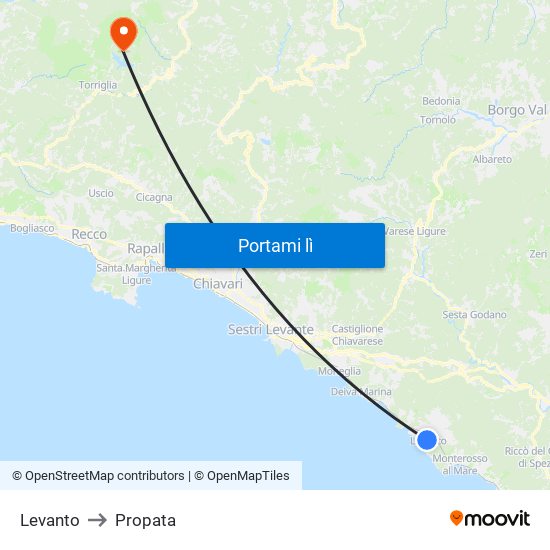 Levanto to Propata map