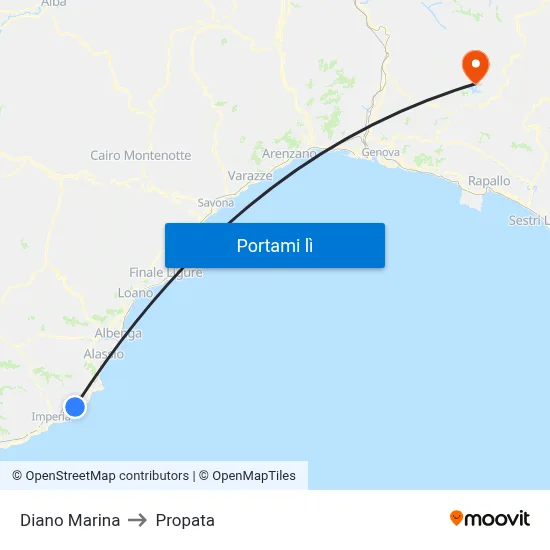 Diano Marina to Propata map