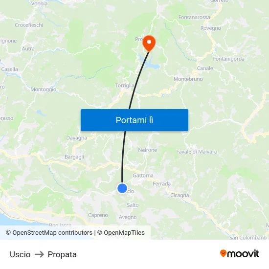 Uscio to Propata map