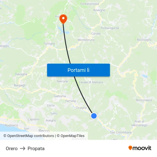 Orero to Propata map