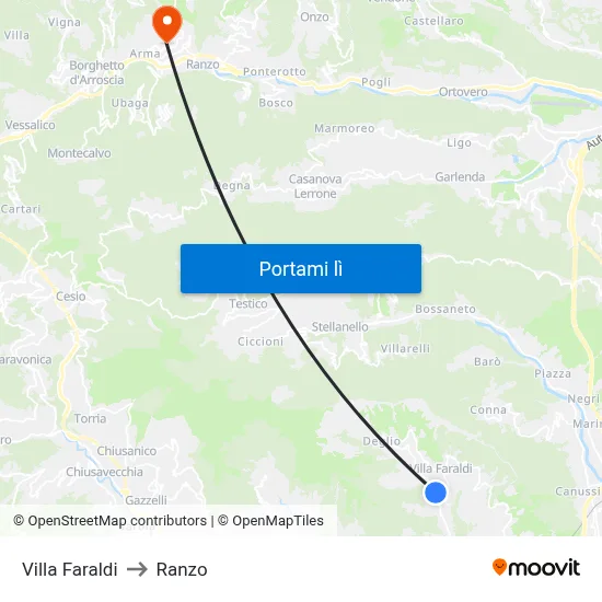 Villa Faraldi to Ranzo map