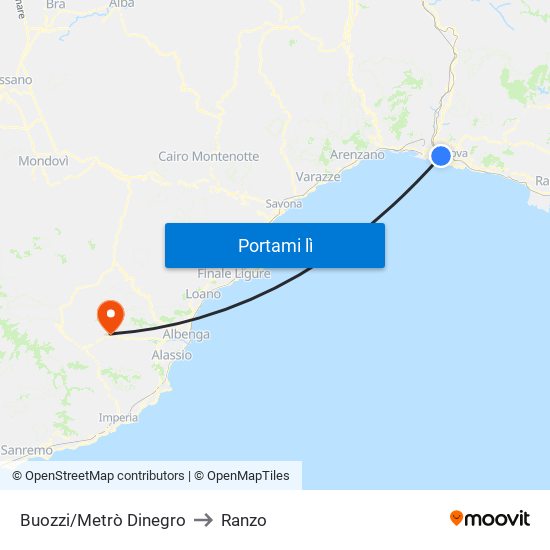 Buozzi/Metrò Dinegro to Ranzo map