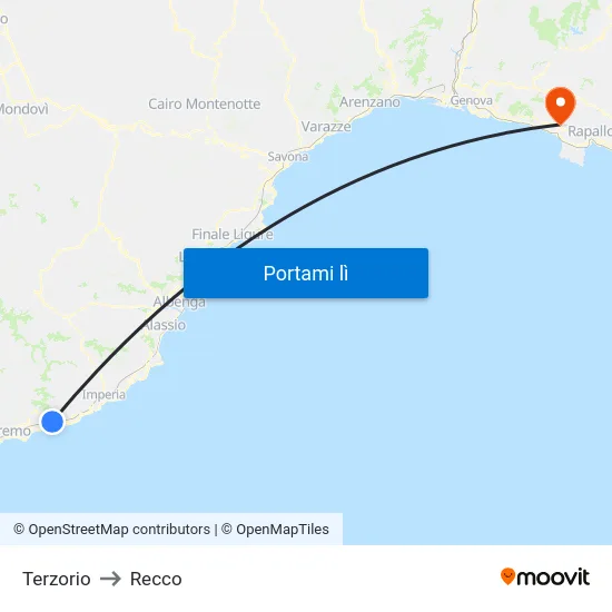 Terzorio to Recco map