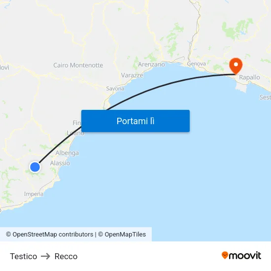 Testico to Recco map
