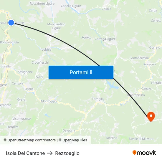 Isola Del Cantone to Rezzoaglio map