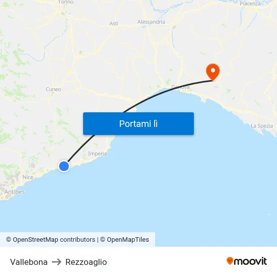 Vallebona to Rezzoaglio map