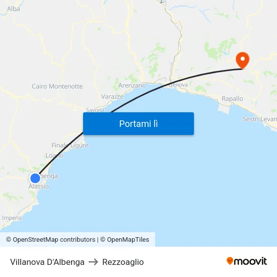 Villanova D'Albenga to Rezzoaglio map