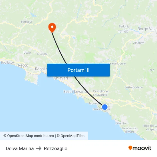 Deiva Marina to Rezzoaglio map