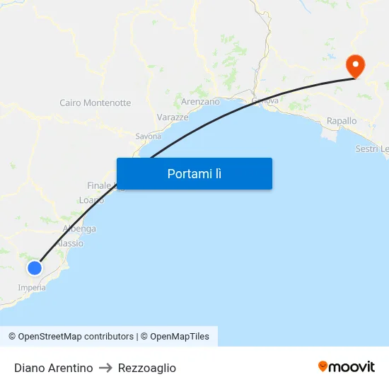 Diano Arentino to Rezzoaglio map
