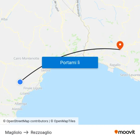 Magliolo to Rezzoaglio map