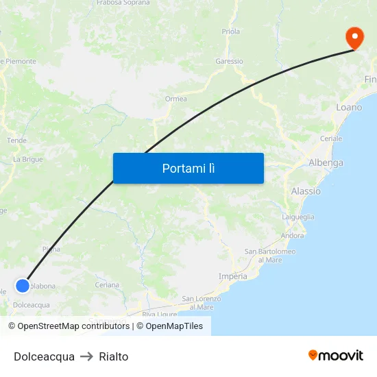 Dolceacqua to Rialto map
