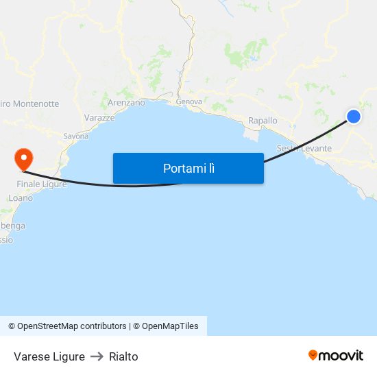 Varese Ligure to Rialto map