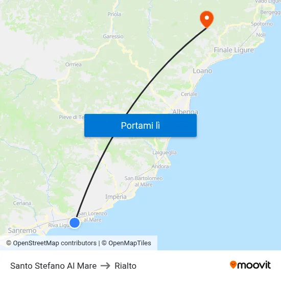 Santo Stefano Al Mare to Rialto map