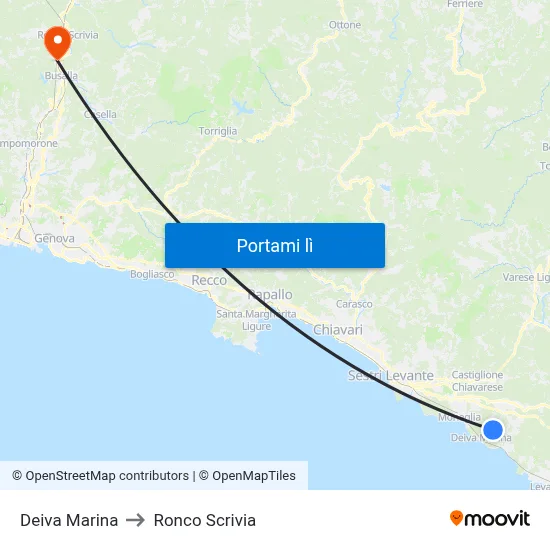 Deiva Marina to Ronco Scrivia map