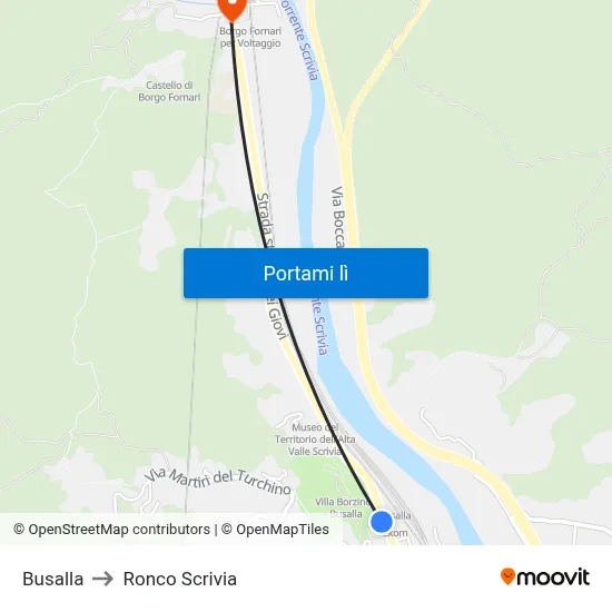 Busalla to Ronco Scrivia map