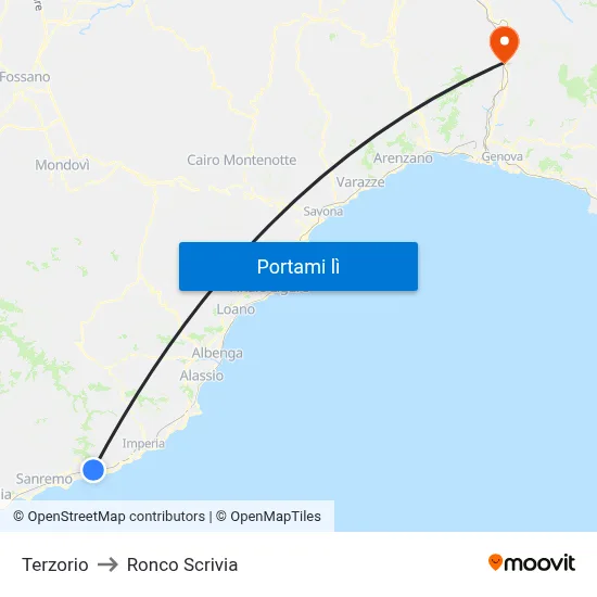 Terzorio to Ronco Scrivia map