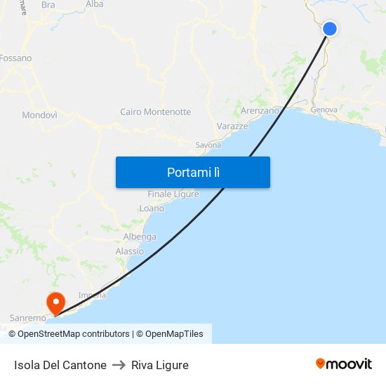 Isola Del Cantone to Riva Ligure map