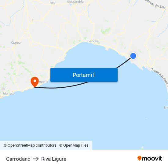 Carrodano to Riva Ligure map